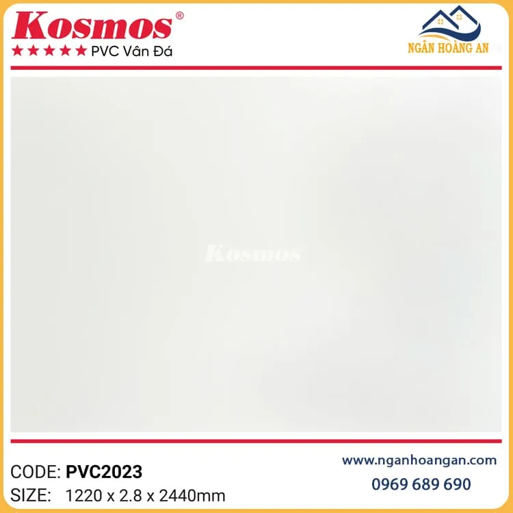 PVC Giả Đá Ốp Tường Kosmos Màu Trắng Trơn PVC2023
